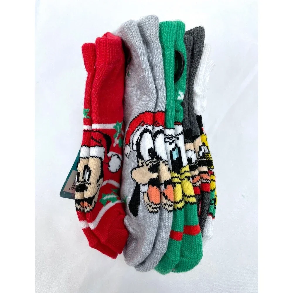 Disney Mickey Mouse Toddler Christmas Crew Socks 4-7 Donald Goofy Pluto 5 Pack